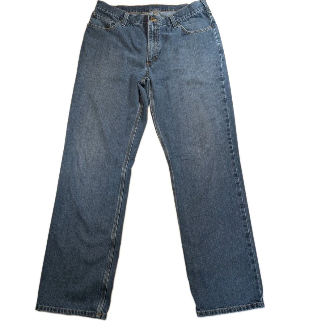 Carhartt Men’s Relaxed Fit Jeans 36x34 Straight Leg Medium Wash Denim